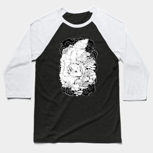 Mushroom Witch - Black and White Baseball T-Shirt